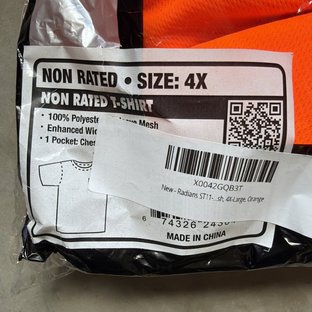 Radians ST11-NPOS-4X Non-Rated Short Sleeve 4X Hi-Vis T-Shirt with Max-Dri - Picture 2 of 7